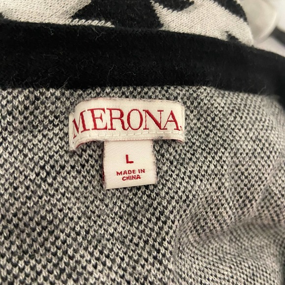 Merona Sweater Button Up Size L Cotton Black & White - Picture 3 of 9